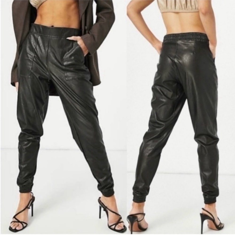 Spanx Faux Leather Joggers Large Black